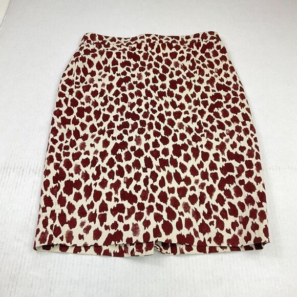 J.Crew No 2 Womens Pencil Skirt Animal Print Knee Length Lined Back Zip Size 2 - Picture 1 of 12